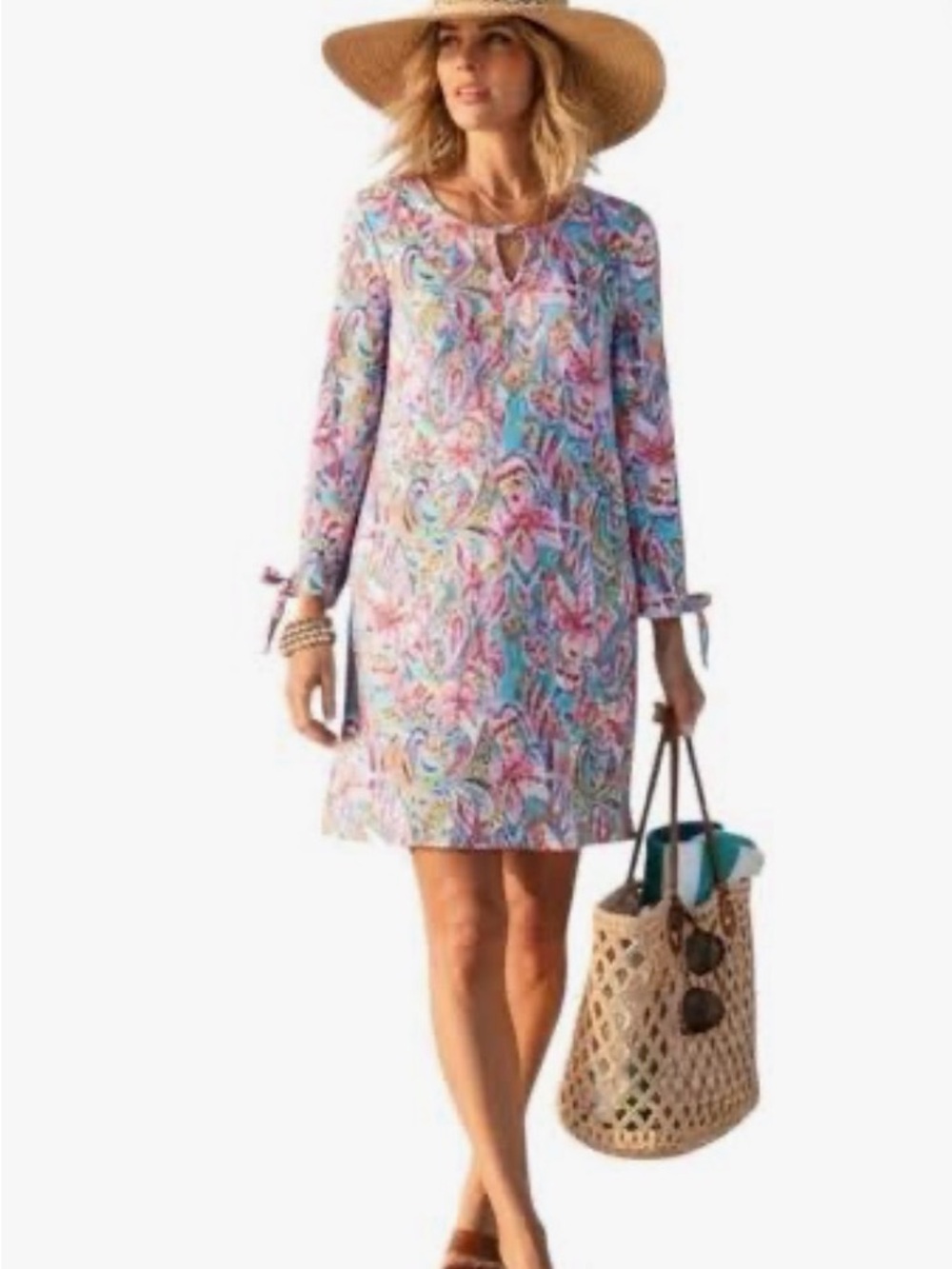 🩵Stella Parker Printed Long-Sleeve Shift Dress XXL UPF50+ NWT🩵